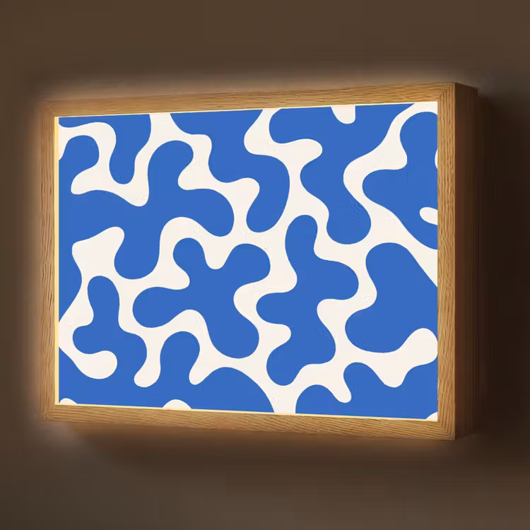 Vormen - Abstract - Blauw - Golven Light Box met batterij (Wandlamp) middel -z3d_website