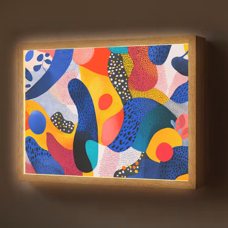 Vormen - Abstract - Stippels - Blauw Light Box met batterij (Wandlamp) middel -z3d_website