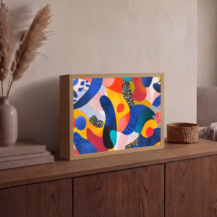 Vormen - Abstract - Stippels - Blauw Light Box met batterij (Wandlamp) middel -sfeer2