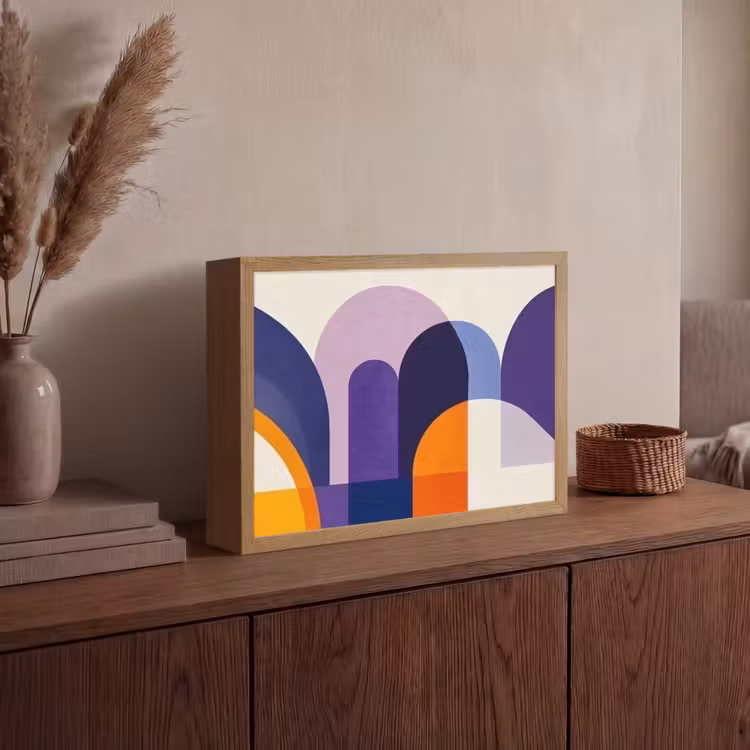 Vormen - Abstract - Grafisch - Oranje Light Box met batterij (Wandlamp) middel -sfeer2