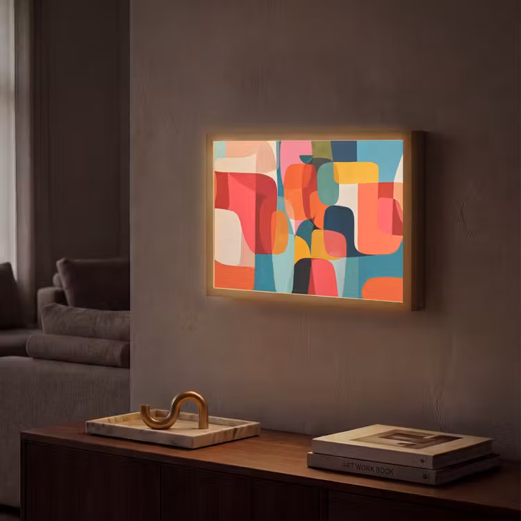 Vormen - Kleurrijk - Abstract - Vlakken Light Box met batterij (Wandlamp) middel -sfeer1