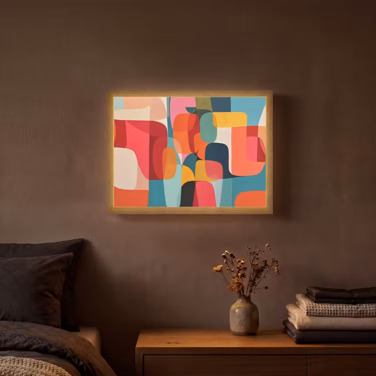 Vormen - Kleurrijk - Abstract - Vlakken Light Box met batterij (Wandlamp) middel -sfeer4