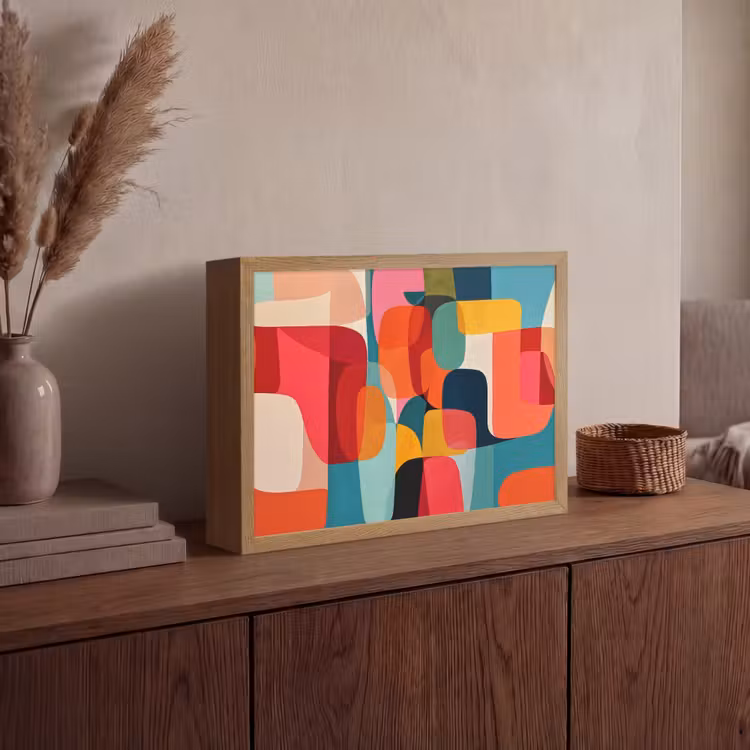 Vormen - Kleurrijk - Abstract - Vlakken Light Box met batterij (Wandlamp) middel -sfeer2