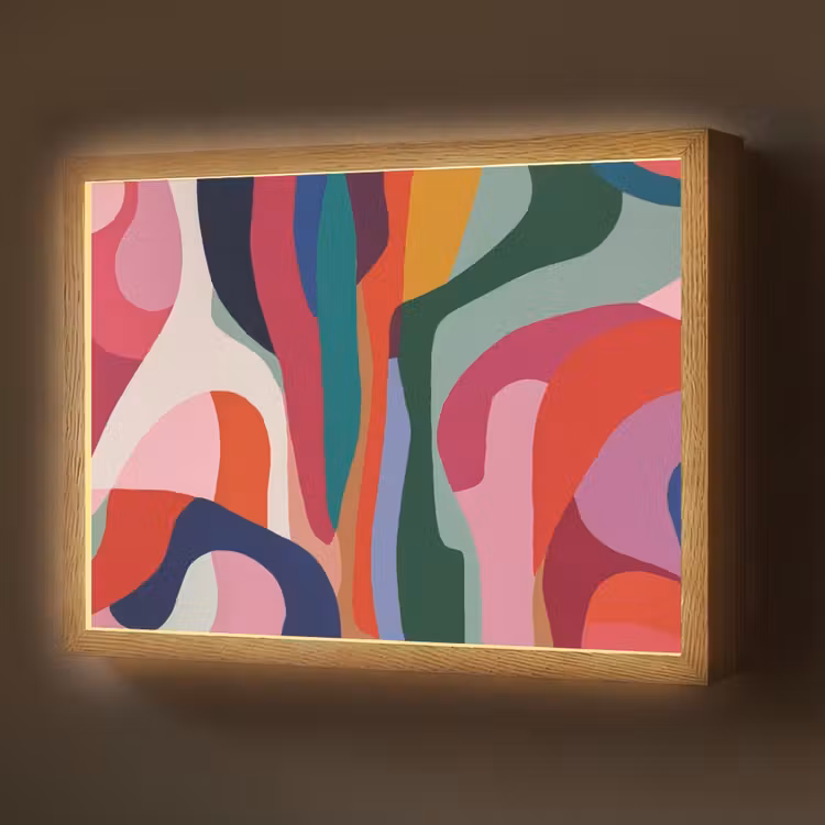 Vormen - Bochten - Kleurrijk - Abstract Light Box met batterij (Wandlamp) middel -z3d_website