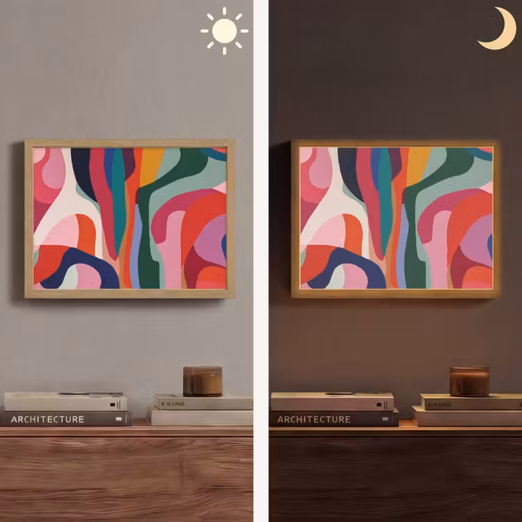 Vormen - Bochten - Kleurrijk - Abstract Light Box met batterij (Wandlamp) middel -sfeer3