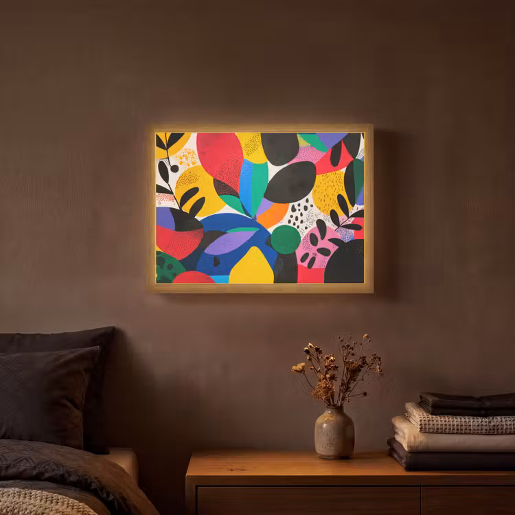Vormen - Stippen - Kleurrijk Light Box met batterij (Wandlamp) middel -sfeer4