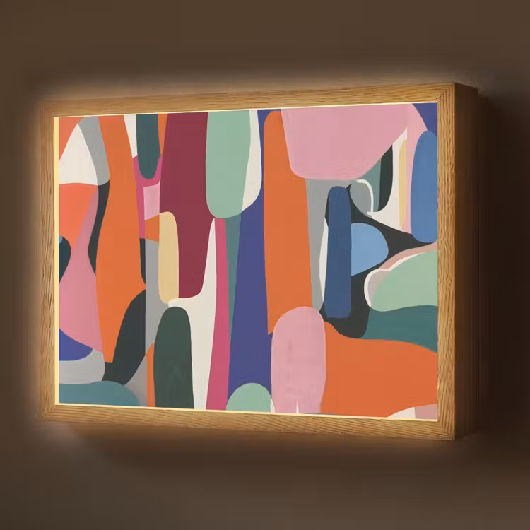 Vormen - Ritmisch - Kleuren - Abstract Light Box met batterij (Wandlamp) middel -z3d_website