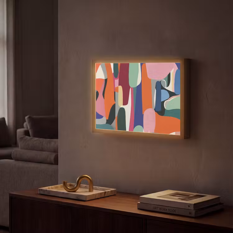 Vormen - Ritmisch - Kleuren - Abstract Light Box met batterij (Wandlamp) middel -sfeer1