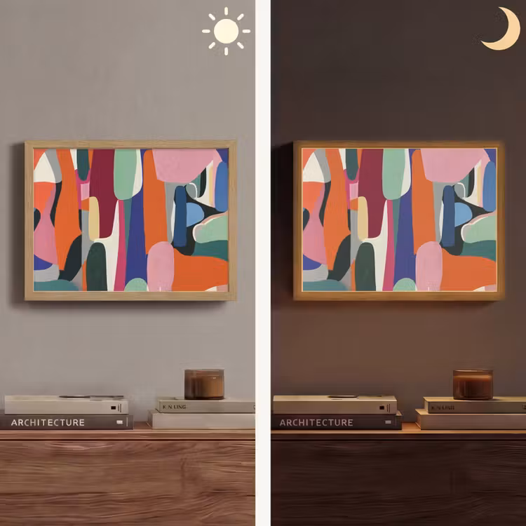 Vormen - Ritmisch - Kleuren - Abstract Light Box met batterij (Wandlamp) middel -sfeer3