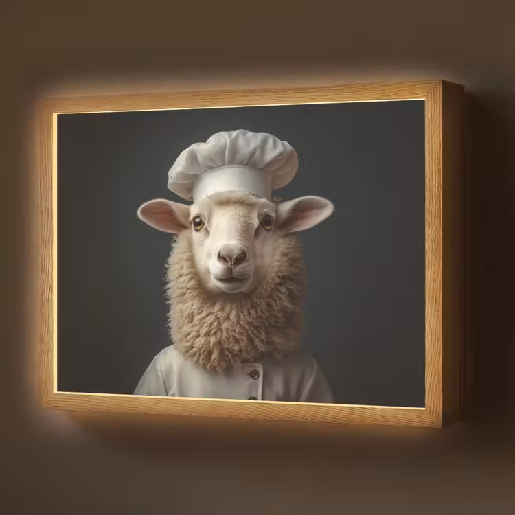 Schaap - Wol - Kok Light Box met batterij (Wandlamp) middel -z3d_website