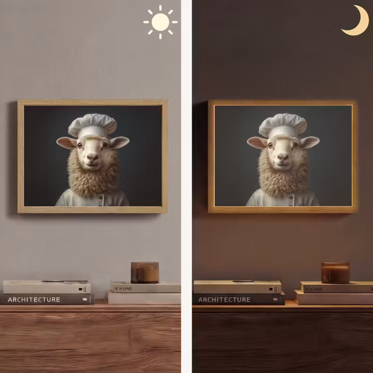 Schaap - Wol - Kok Light Box met batterij (Wandlamp) middel -sfeer3