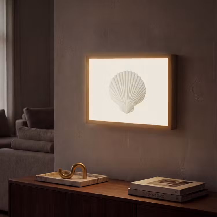 Schelp - Minimalistisch - Wit Light Box met batterij (Wandlamp) middel -sfeer1