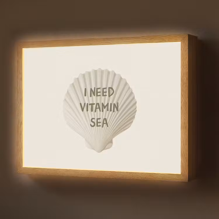 Schelp - Quote - Groen Light Box met batterij (Wandlamp) middel -z3d_website