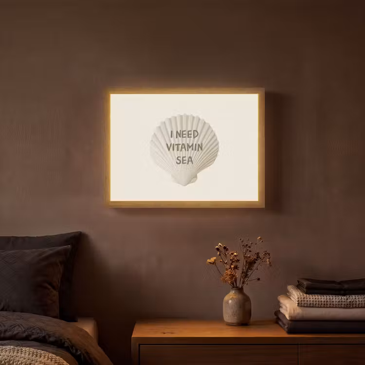 Schelp - Quote - Groen Light Box met batterij (Wandlamp) middel -sfeer4