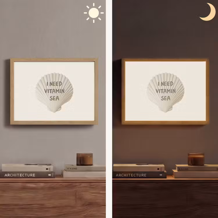 Schelp - Quote - Groen Light Box met batterij (Wandlamp) middel -sfeer3