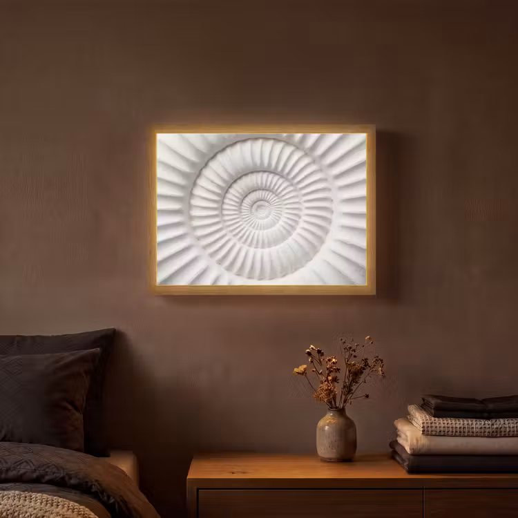 Schelp - Spiraal - Wit Light Box met batterij (Wandlamp) middel -sfeer4