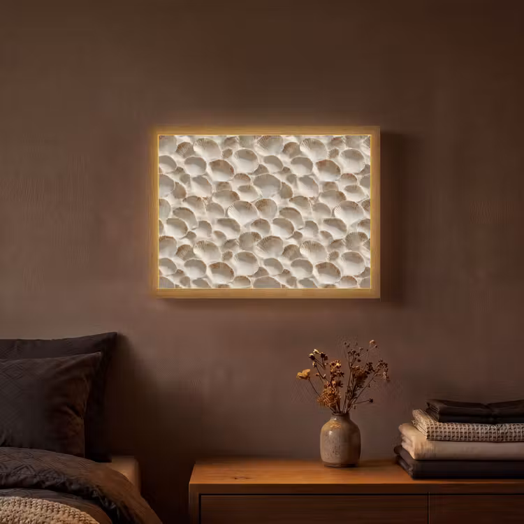 Schelpen - Waaiervorm - Wit Light Box met batterij (Wandlamp) middel 907 -sfeer4