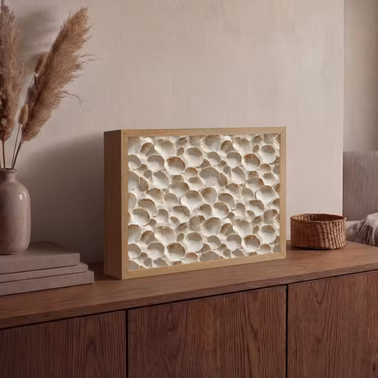 Schelpen - Waaiervorm - Wit Light Box met batterij (Wandlamp) middel 907 -sfeer2