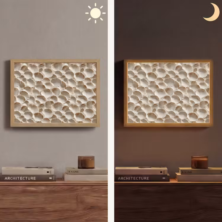 Schelpen - Waaiervorm - Wit Light Box met batterij (Wandlamp) middel 907 -sfeer3