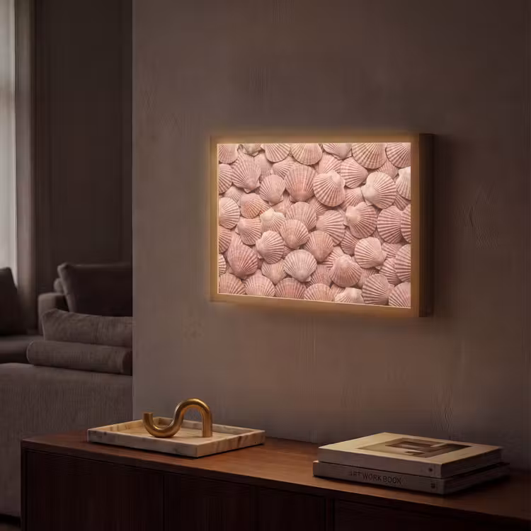Schelpen - Patroon - Roze Light Box met batterij (Wandlamp) middel -sfeer1