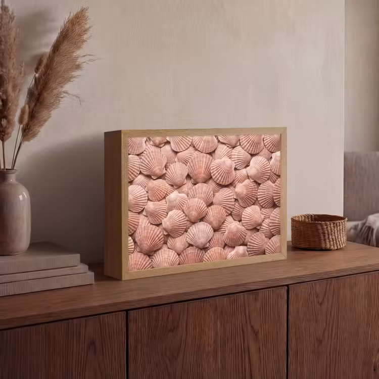 Schelpen - Patroon - Roze Light Box met batterij (Wandlamp) middel -sfeer2
