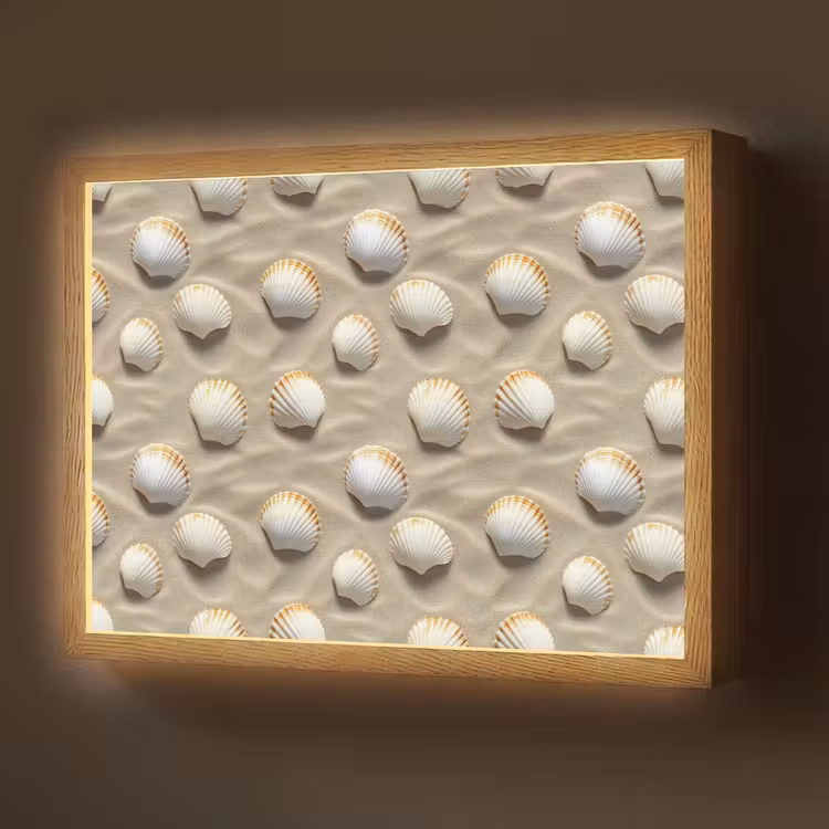 Schelpen - Zand - Maritiem Light Box met batterij (Wandlamp) middel 907 -z3d_website