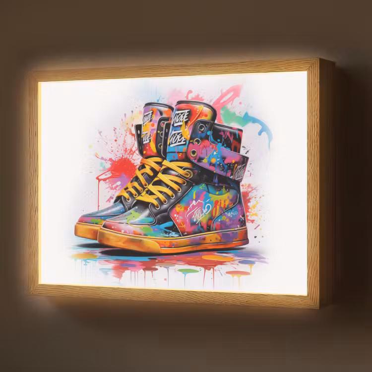Schoenen - Graffiti - Wit - Kleuren Light Box met batterij (Wandlamp) middel -z3d_website