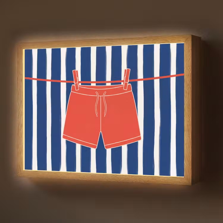 Shorts - Waslijn - Zomer - Illustratie - Rood Light Box met batterij (Wandlamp) middel -z3d_website