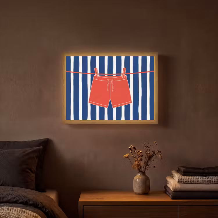 Shorts - Waslijn - Zomer - Illustratie - Rood Light Box met batterij (Wandlamp) middel -sfeer4