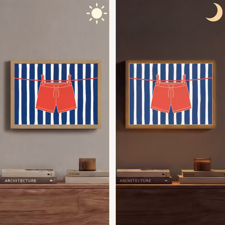 Shorts - Waslijn - Zomer - Illustratie - Rood Light Box met batterij (Wandlamp) middel -sfeer3