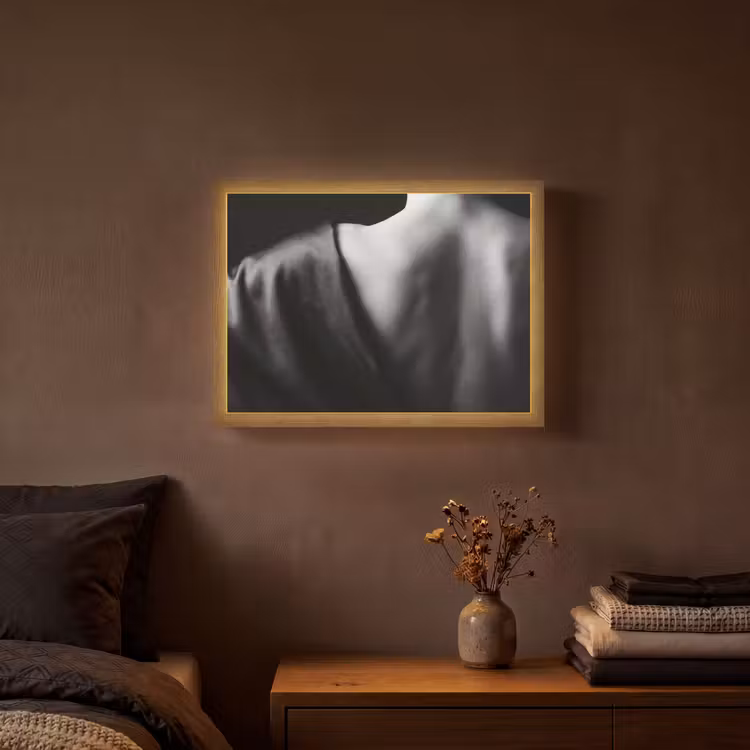 Schouder - Zijde - Rug - Zwart - Wit - Elegant Light Box met batterij (Wandlamp) middel -sfeer4