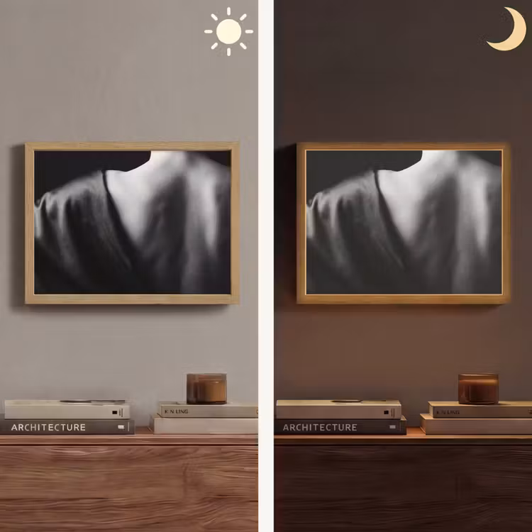 Schouder - Zijde - Rug - Zwart - Wit - Elegant Light Box met batterij (Wandlamp) middel -sfeer3