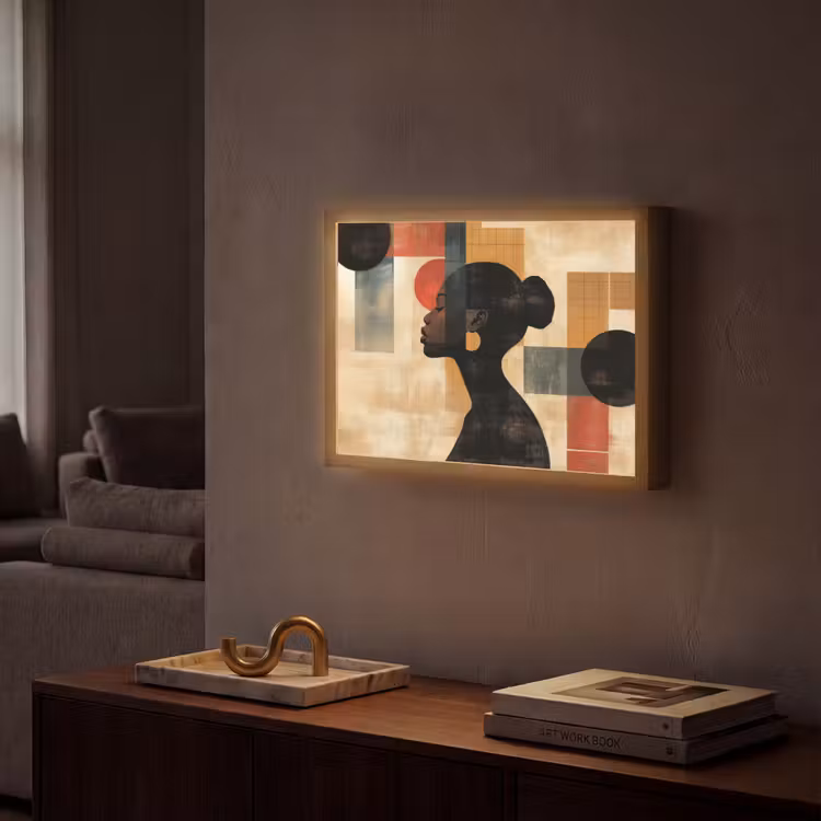 Zijaanzicht - Vrouw - Vormen Light Box met batterij (Wandlamp) middel -sfeer1