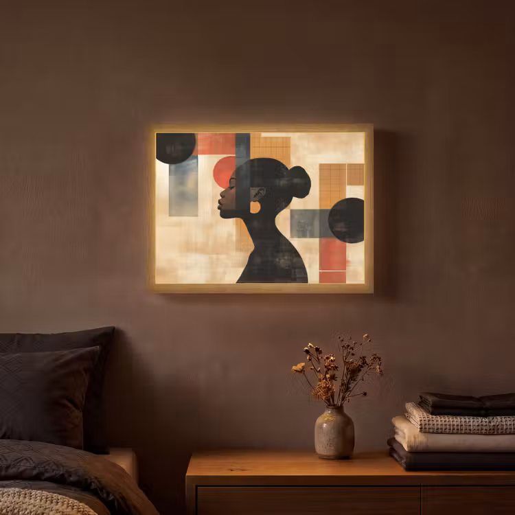 Zijaanzicht - Vrouw - Vormen Light Box met batterij (Wandlamp) middel -sfeer4