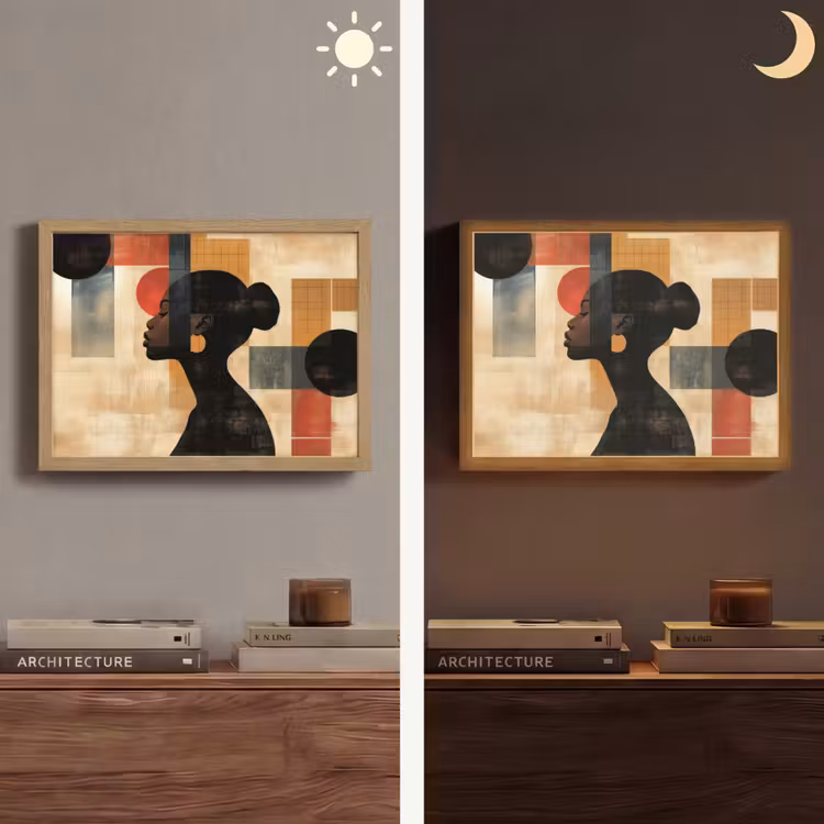 Zijaanzicht - Vrouw - Vormen Light Box met batterij (Wandlamp) middel -sfeer3
