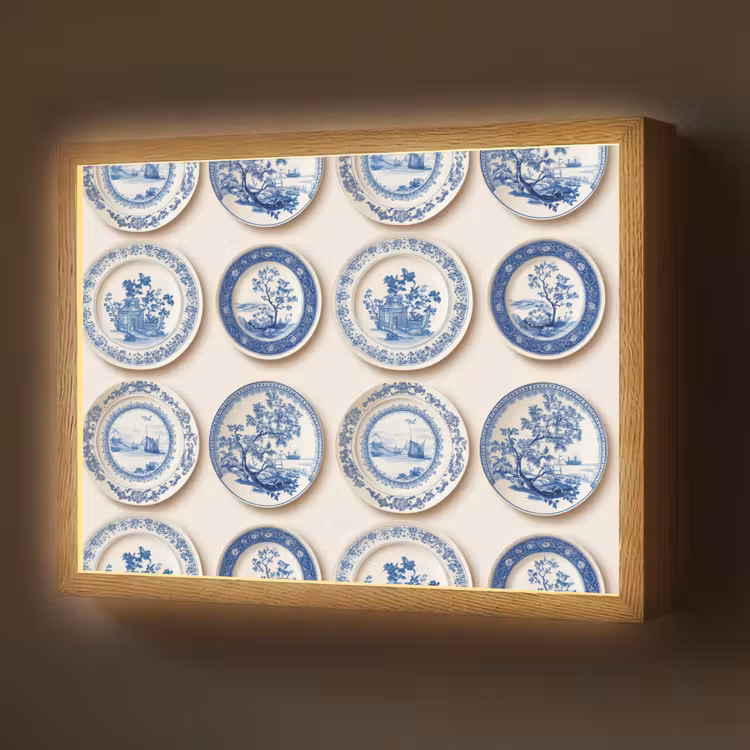 Borden - Bomen - Planten - Blauw Light Box met batterij (Wandlamp) middel 907 -z3d_website