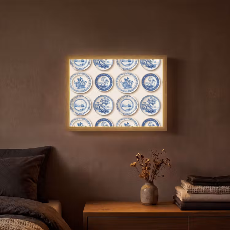 Borden - Bomen - Planten - Blauw Light Box met batterij (Wandlamp) middel 907 -sfeer4