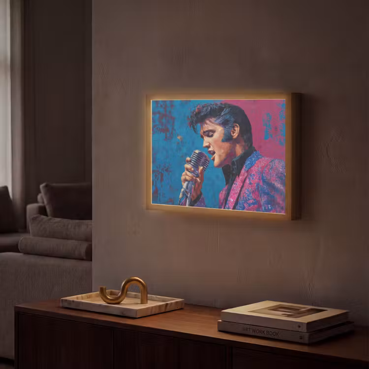 Zingende man - Glitterjas - Microfoon Light Box met batterij (Wandlamp) middel -sfeer1
