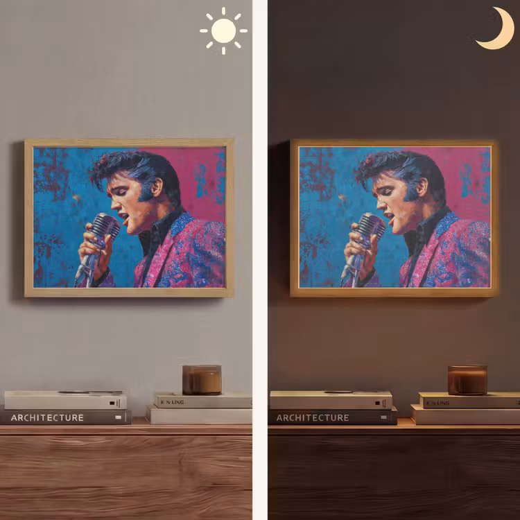 Zingende man - Glitterjas - Microfoon Light Box met batterij (Wandlamp) middel -sfeer3