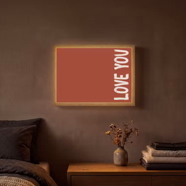 Schuin - Loveyou - Rood Light Box met batterij (Wandlamp) middel -sfeer4
