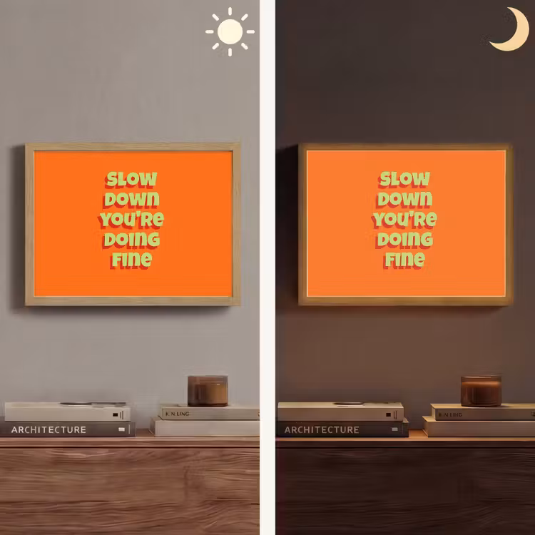 Slow down you're doing fine - Oranje - Simple Light Box met batterij (Wandlamp) middel -sfeer3
