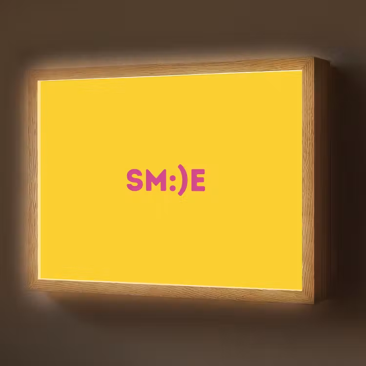 Smile - Roze - Geel Light Box met batterij (Wandlamp) middel -z3d_website