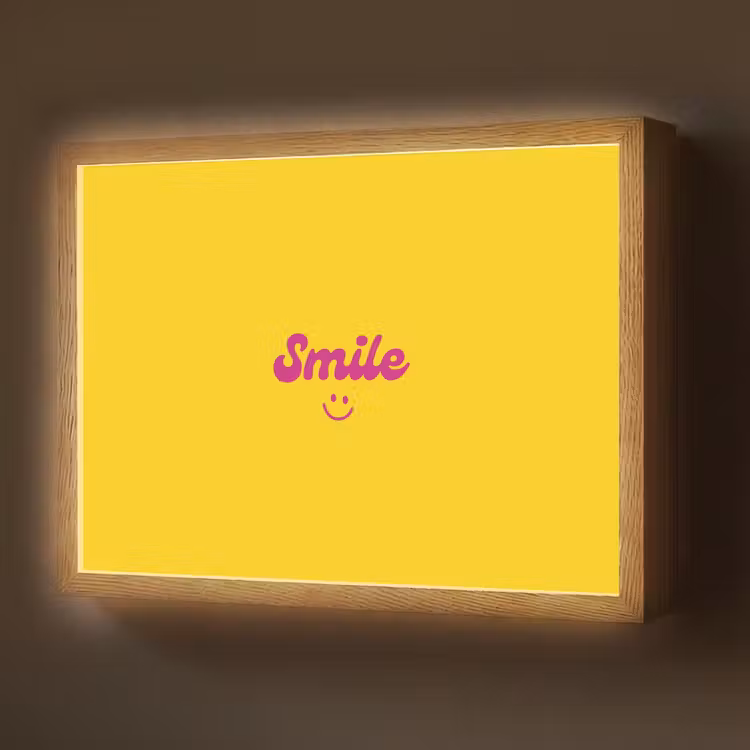 Smile - Geel - Roze Light Box met batterij (Wandlamp) middel -z3d_website