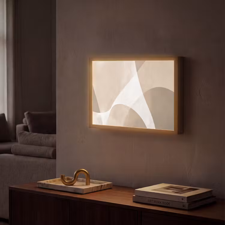 Vloeiende vlakken - Harmonieus - Golvend Light Box met batterij (Wandlamp) middel -sfeer1