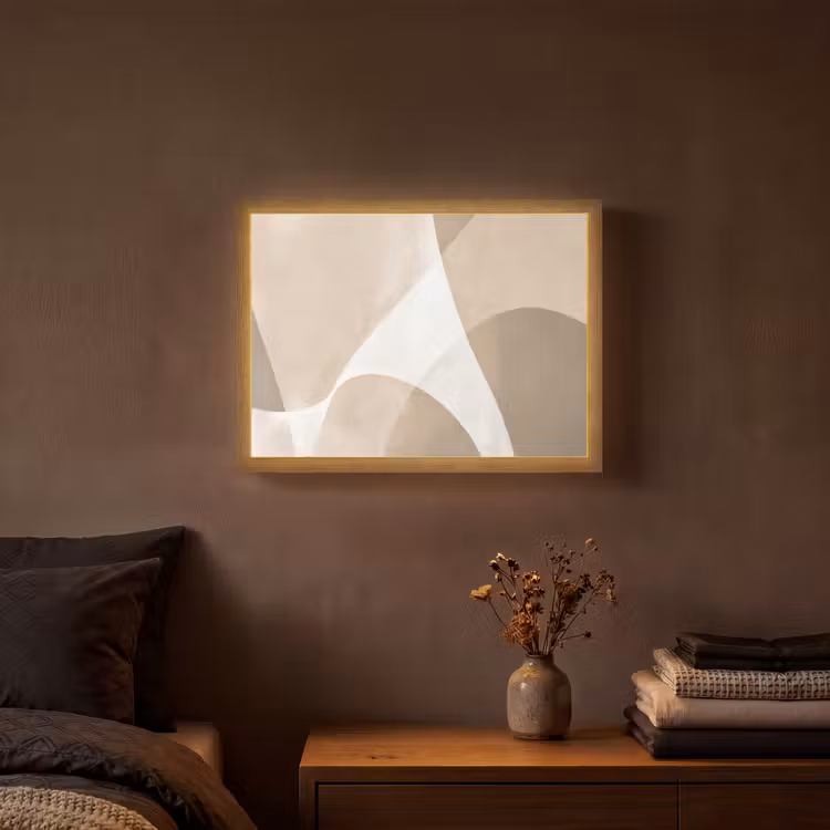 Vloeiende vlakken - Harmonieus - Golvend Light Box met batterij (Wandlamp) middel -sfeer4