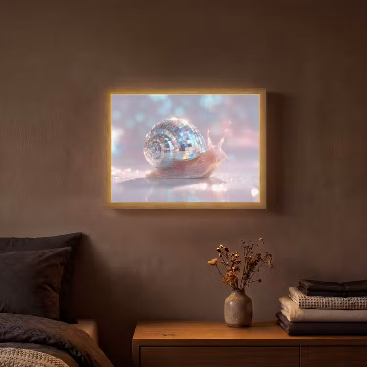 Slak - Disco - Mozaïek - Blauw Light Box met batterij (Wandlamp) middel -sfeer4