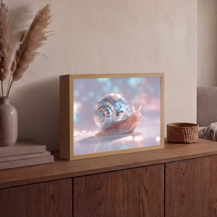 Slak - Disco - Mozaïek - Blauw Light Box met batterij (Wandlamp) middel -sfeer2