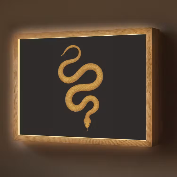 Slang - Minimalistisch - Goud Light Box met batterij (Wandlamp) middel -z3d_website