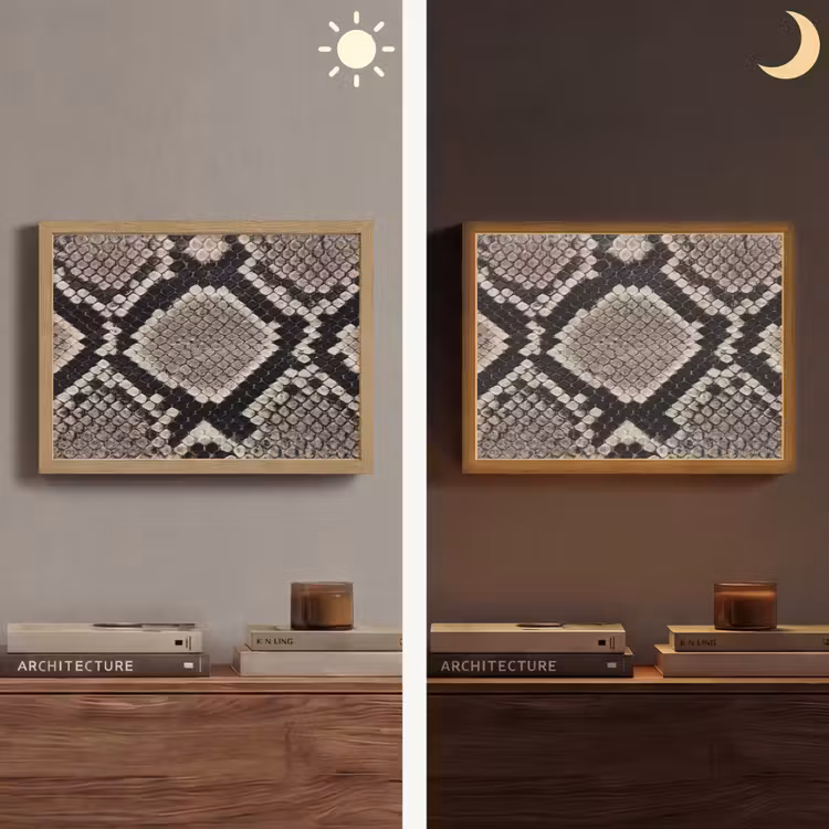 Slangenleer - Patroon - Beige Light Box met batterij (Wandlamp) middel -sfeer3