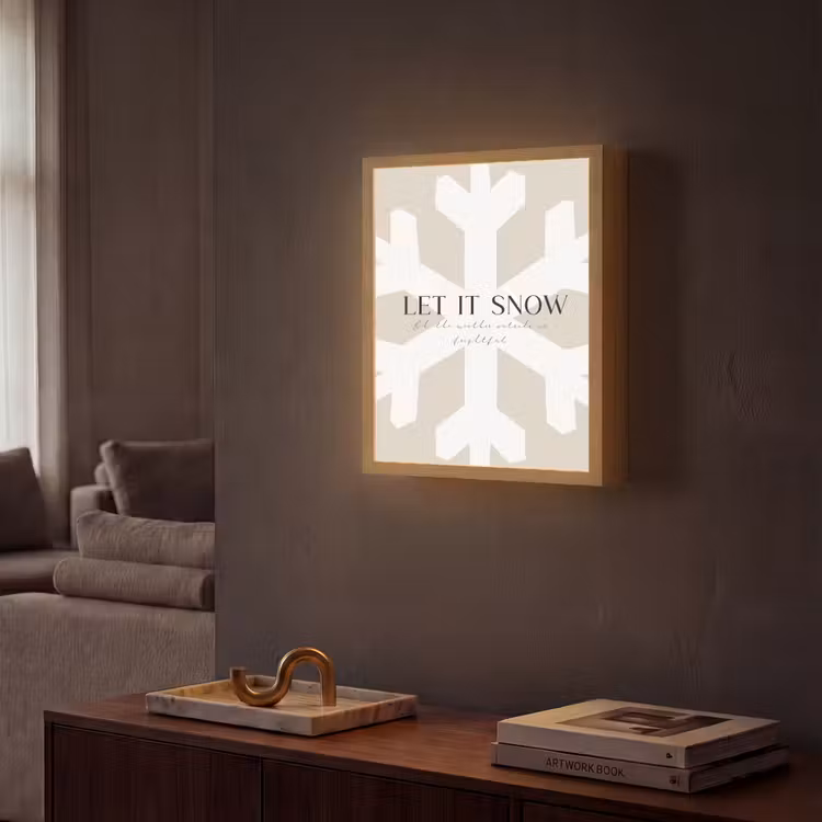 Sneeuw - Japandi - Winter - Decoratie Light Box met batterij (Wandlamp) middel -sfeer1